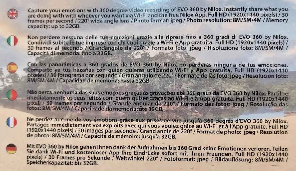 Nilox - Evo 360 - Videocamera - WiFi - Full HD - Immagine 2 di 4