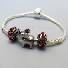 Pulsera Elefante Europeo Starter Charm con Agujero Grande Piedra de Nacimiento Espaciador Cuentas