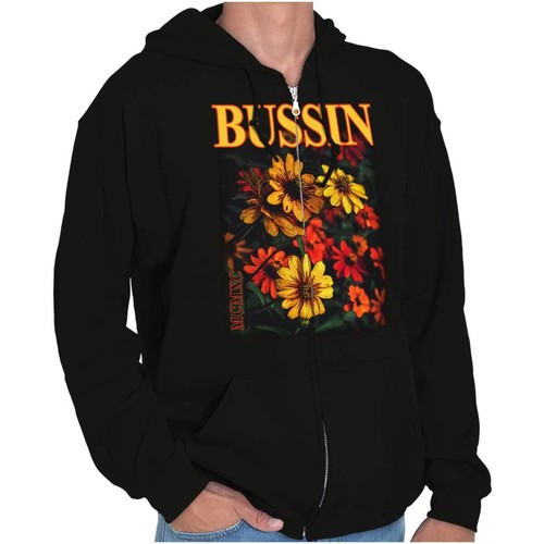 Vintage Urban Streetwear Bussin Sunflowers Sweatshirt Zip Up Hoodie Men Women - Picture 7 of 7