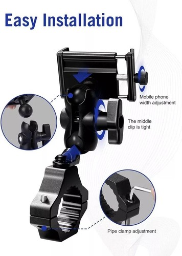 UTV Phone Holder SXS Phone Holder Mount on 1.75"-2" Roll Cage Bar Fits 4.7"-7 - Picture 5 of 8
