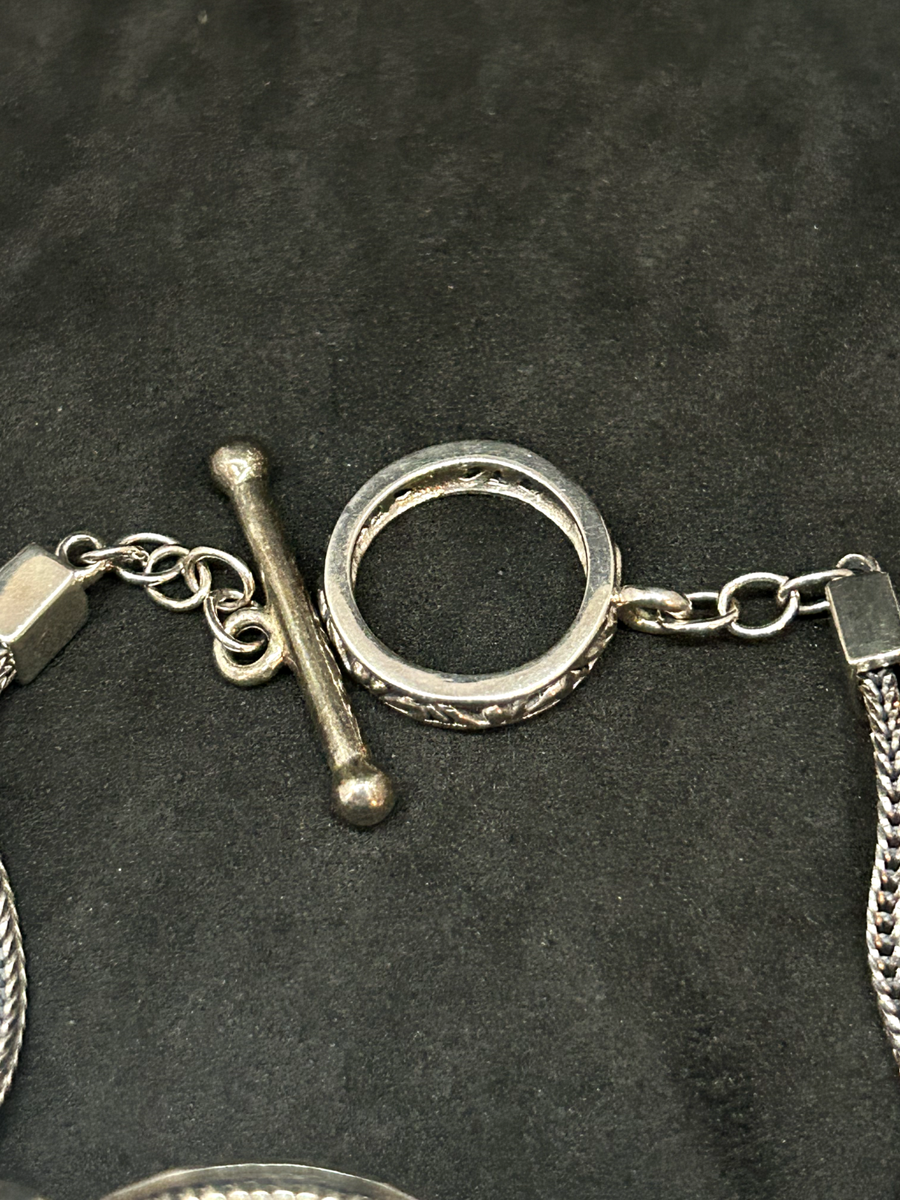 larimarbrace.ymさん1-27-2 925 Sterling NK 3.7mm chain 27.5mm Larimar Bracelet 8in - 30.82g