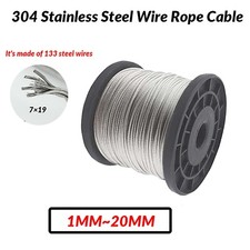 1mm 1.2mm 1.5mm 2mm - 20mm STAINLESS Steel A2 304 Wire Rope Cable Rigging 7 19