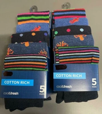 MARKS AND SPENCER MARKS & SPENCERS Mens 5 Pack Cotton Rich Lobster Socks - Sizes 6-8.5/9-12