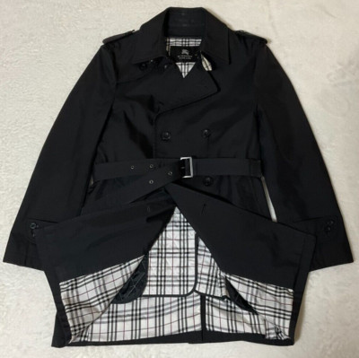 Burberry Black Label Men's Trench Coat w/Liner Black Polyester 100