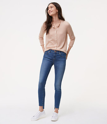 LOFT Modern Skinny Blue Jeans with Step 