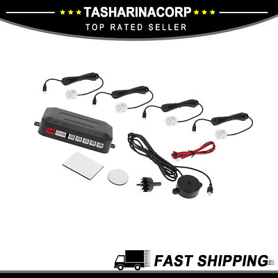 Universal Piece of 4 Car Reverse Backup Radar System Parking Sensors White