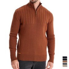 Men's Slim Fit Quarter Zip Sweater Casual Knitted Pullover Warm Sweaters