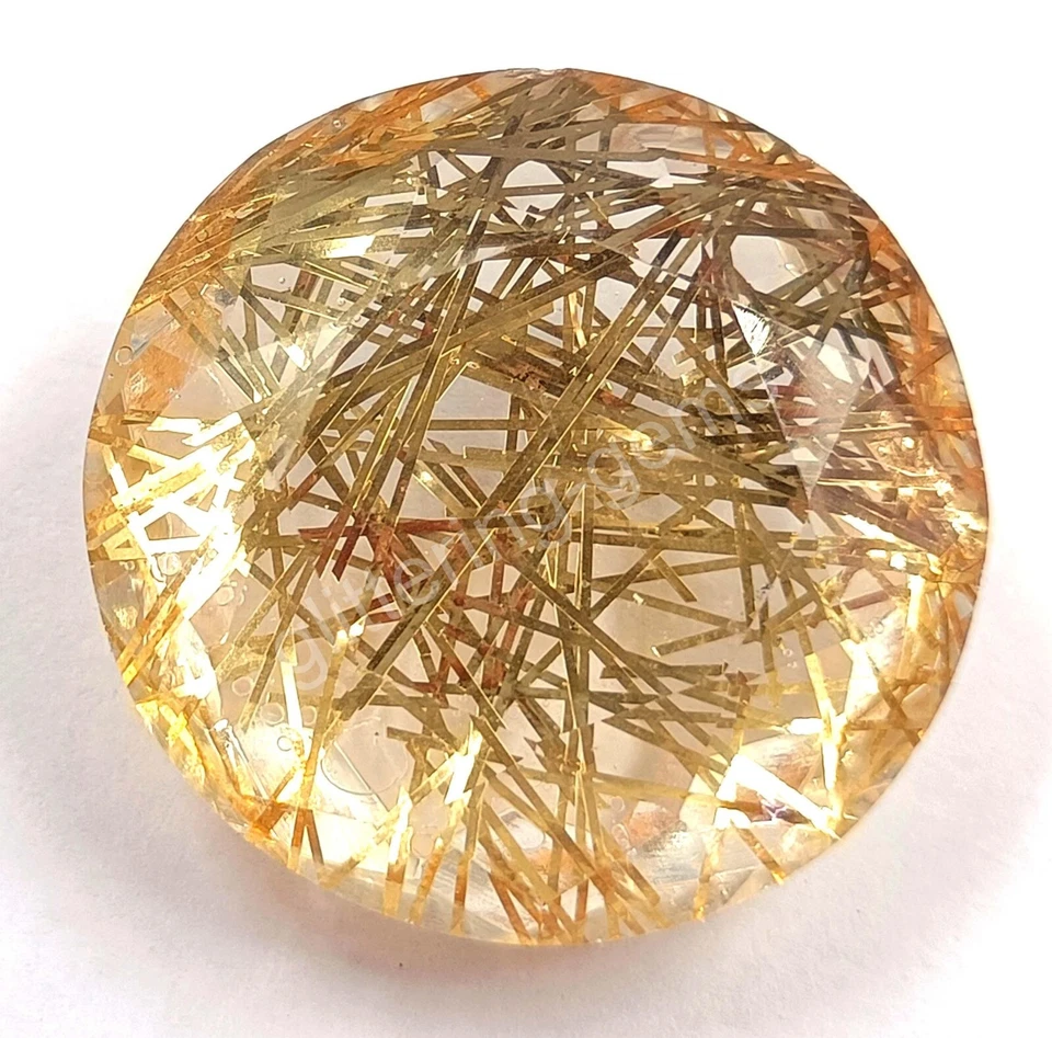 75.70 Ct Round Golden Rutilated Quartz Certified Transparent Loose Gems M25 - Image 2 of 4