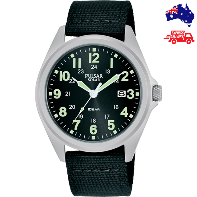 Pulsar Solar 39mm Analogue Quartz Men's Wrist Watch Px3221x Nylon Strap