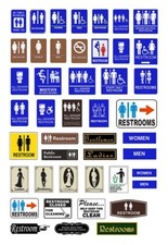 1:24 1:25 G scale model public restroom bathroom signs