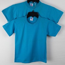 VINTAGE Russell Athletic Youth S Electric Blue T-Shirts - Lot of 2