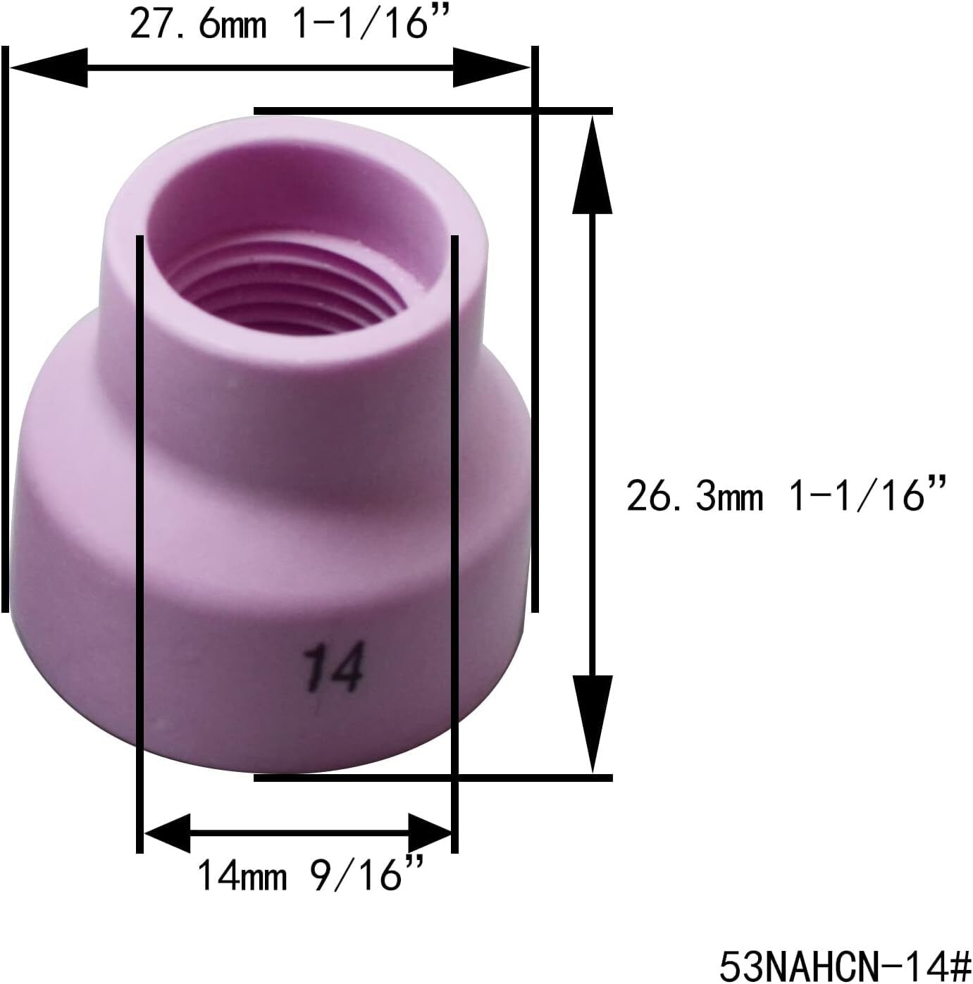 TIG Ceramic Cups Nozzles 53NACN-14 Fit WP 9 20 17 18 26 Torches 5PCS