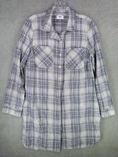 Old Navy Womens Small White / Navy Striped Longsleeve Button-down Collared Dress
