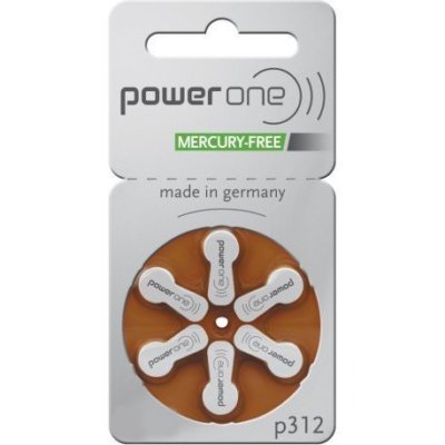 Power One Size Size 312 Hearing Aid Batteries, 20 Packs (120 Batteries) Exp 2029