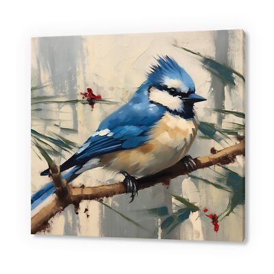 Blaumeise Kunst, Vogel Leinwandbild, Vögel Wandbild, Vogelliebhaber Geschenk, Natur Kunst
