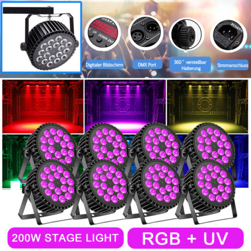 8X 270W RGB UV Par can Bühnenlicht 18LED DMX DJ Disco Hochzeit Bühnenbeleuchtung - Bild 17 von 17