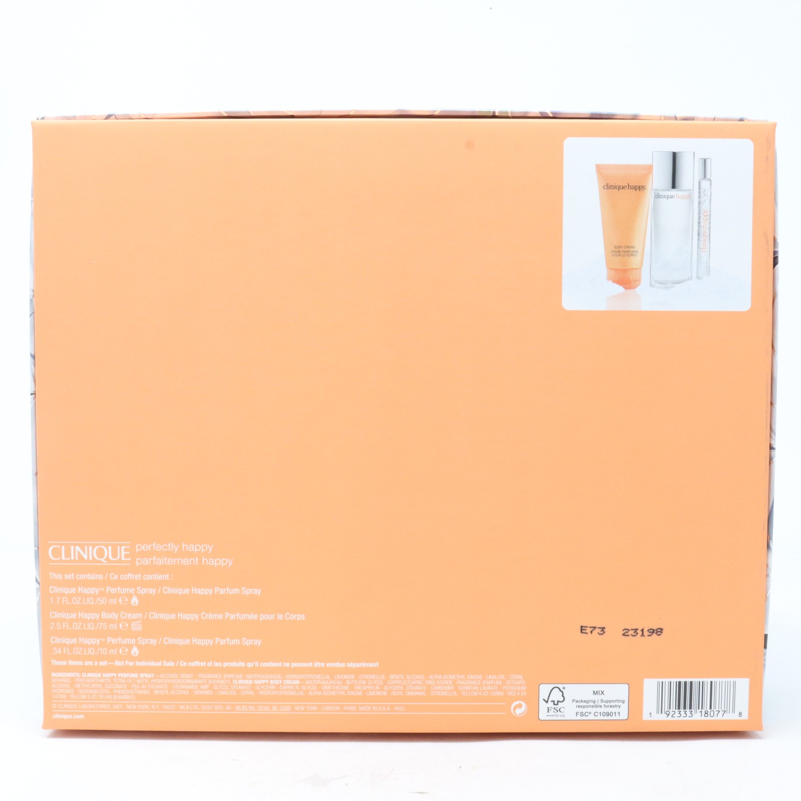 Clinique Perfectly Happy 3pc Gift Set For Women50ml EDP + 74ml Lotion + 10ml