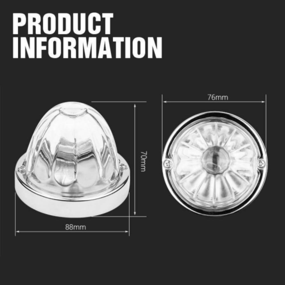 6xLED Watermelon Light Flash Lamp Clear Glass Lens Truck Trailer Turn Signal
