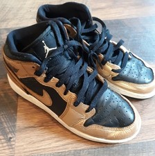 Nike Air Jordan 1 Mid SE Youth 6Y Black Metallic Gold Glitter DR6967 071