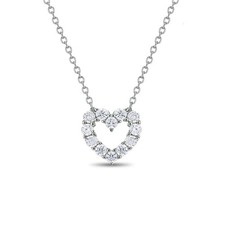 925 Sterling Silver Girl's 17" Bright Cubic Zirconia Open Heart Pendant Necklace