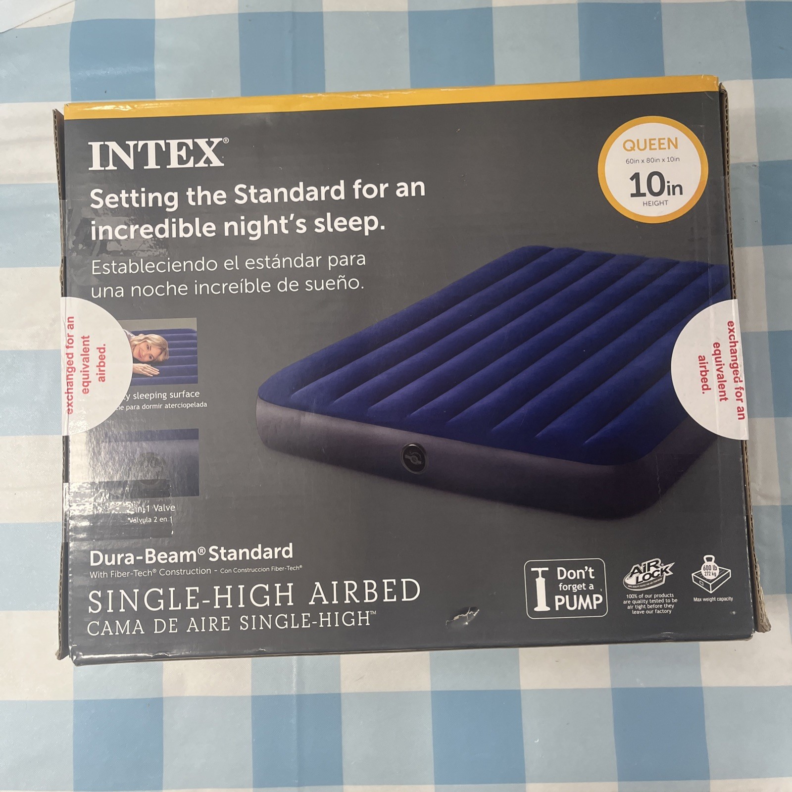Intex Single-10&rdquo; High Airbed Air Mattress Dura-Beam Standard Queen New Sealed