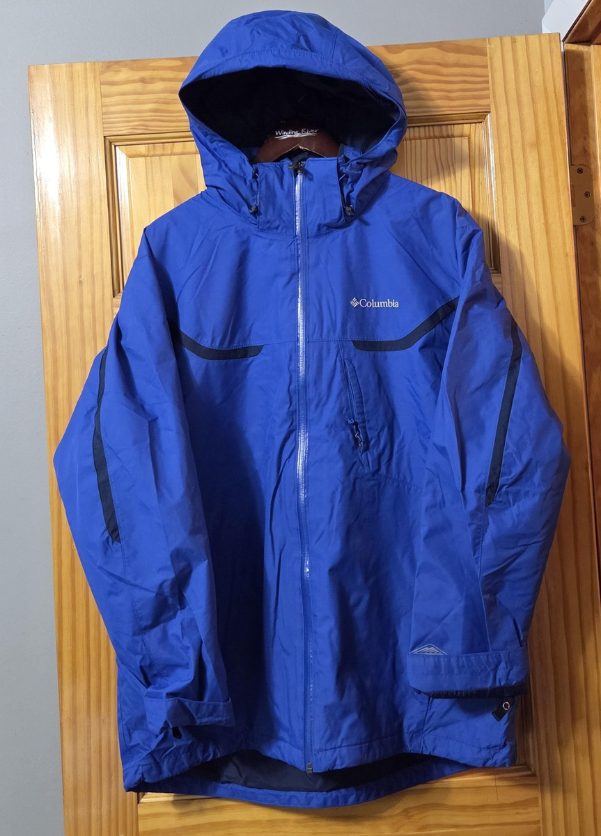 【高機能】 US Columbia OMNI-TECH HEAT 中綿入り青 Columbia Jacket Mens Large Blue Omni-Tech Interchange Hooded