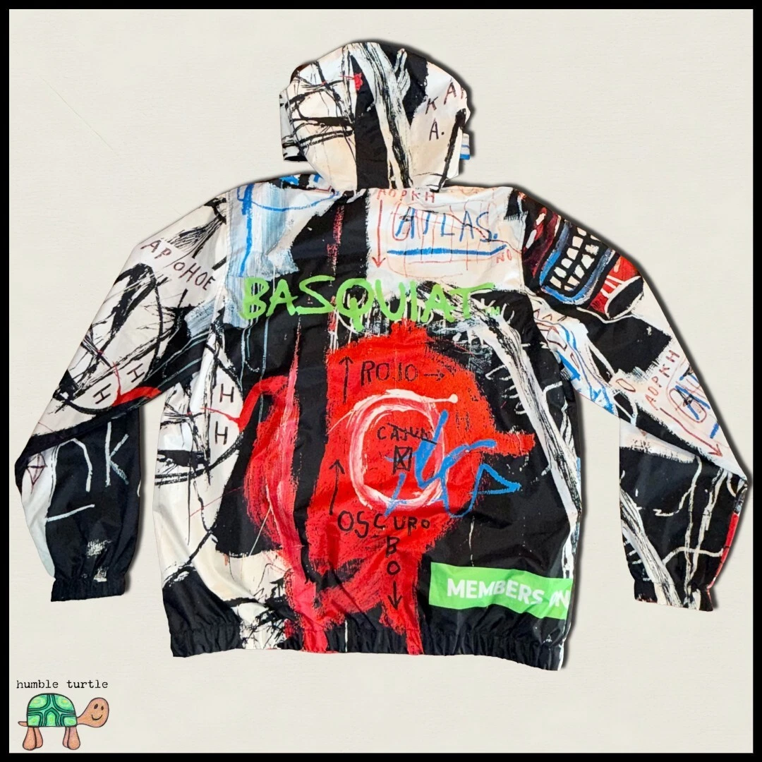 Members Only x Jean-Michel Basquiat All-Over Print Windbreaker | Size L | EUC image 2