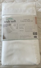 Truly Soft Super Soft 3 Piece Twin Sheet Set White Hypo-Allergenic NEW