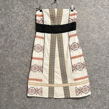 Floreat Anthropologie Dress Womens Size 2 White Embroidered Strapless Boho