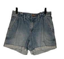 Abercrombie Kids Girls Midi Cuffed Pleated Short Girls 15/16 Blue Denim