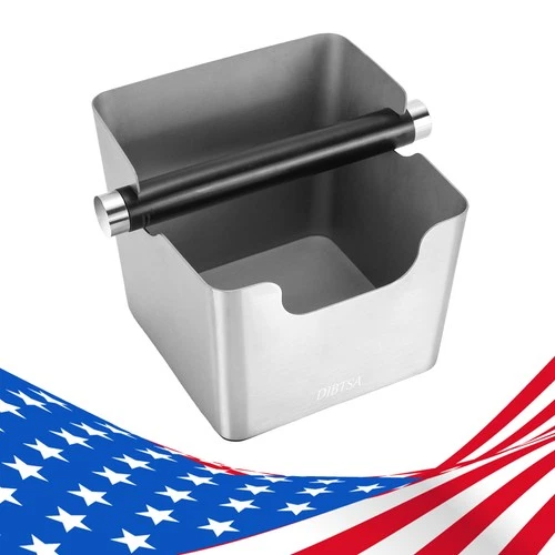 Knock Box Large Capacity Espresso Knock Box for espresso coffee grounds SILVER