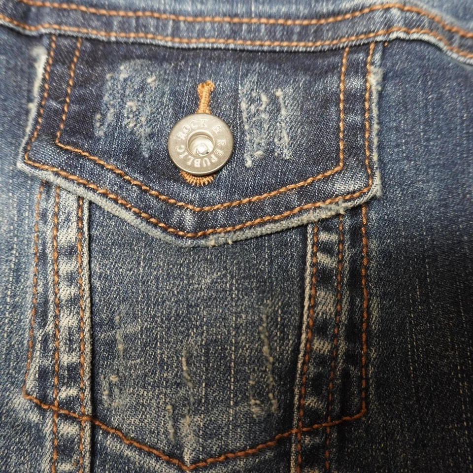 Chaqueta vaquera para mujer Rock & Republic talla S azul algodón envejecido Foto 4 de 4