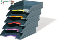 770557 Varicolor Tray Set, 5 Vaschette Porta Corrispondenza, Impilabili, Rientra