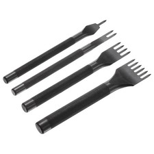 4Pcs 4mm 1/2/4/6 Prong Leather Hole Stitching Punch Tool for Hand Sewing, Black