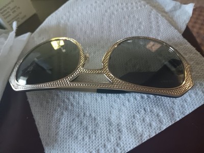 Versace Men's Gold Diamond Stamping Sunglasses Gray Lens Adjustable Nose Pads