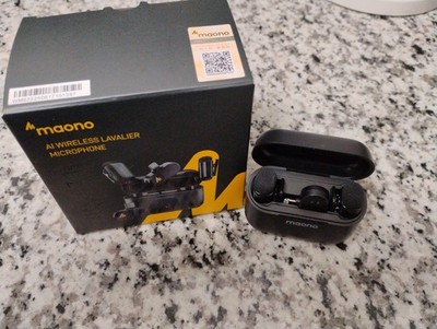 Maono WAVE T1 AI Wireless Lavalier/Lapel Microphone Kit w/ Charging Case Black