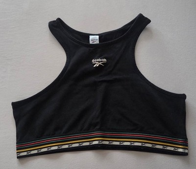 Reebok Classics Camping Sport BH Gr L Damen Top Bustier Schwarz Ringerrücken