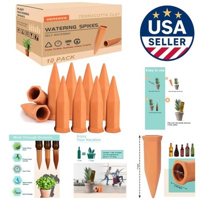 Self-Watering Terracotta Spikes - Set of 10 for Hassle-Free Plant Hydration