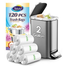 2 Gallon 120 Counts Strong Trash Bags Garbage 1 Count Pack of 120 , clear