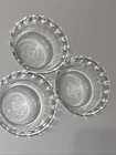 Set of 3 Vintage Pyrex Custard Cups Small Bowls 6 oz Scallop Edge With Diff Logo