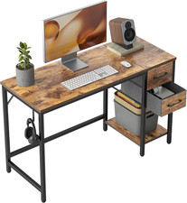 Computer Desk 40in Brown Wood With 2 Drawers Table for Office Work Study Home