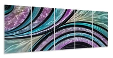 Colorful Aluminum 3D Abstract Wall Sculpture - Set of 5 Pieces