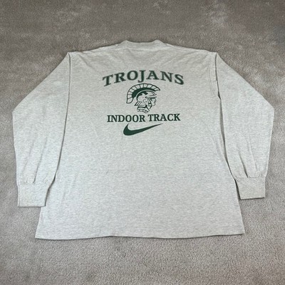 Vintage 90s West Seneca East Trojans Nike Indoor Track Long Sleeve Shirt XL Grey