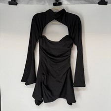 House of CB Toira Draped Corset Mini Dress Black Women's M Black Cut Out Satin