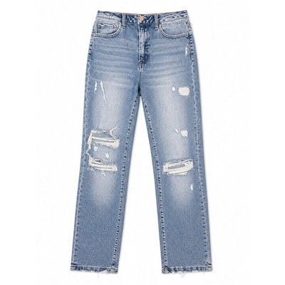 Flying Monkey Distressed High Rise Straight Leg Jeans Light Wash Size 26 Women's