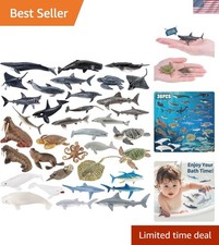 36PCS Ocean Animal Toy Set - Safe  Colorful Sharks, Whales, Octopus Figurines