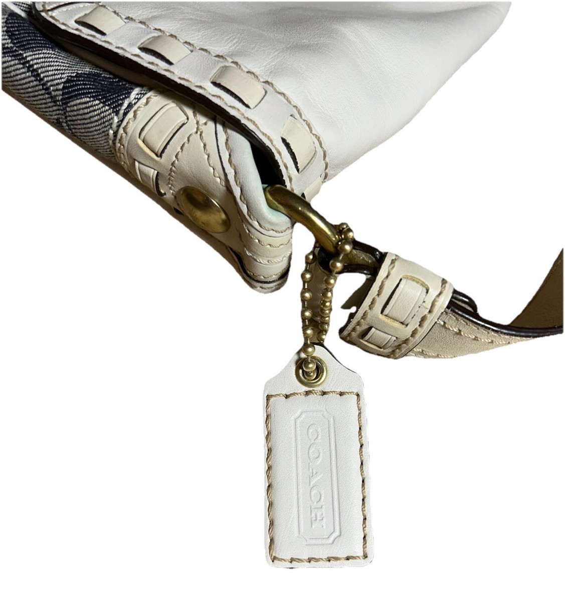 Coach Legacy Shoulder Bag, Signature Blue Denim, White Stitched