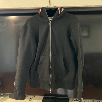 Authentic A Bathing Ape BAPE Black Shark Full Zip Hoodie Size S Japan