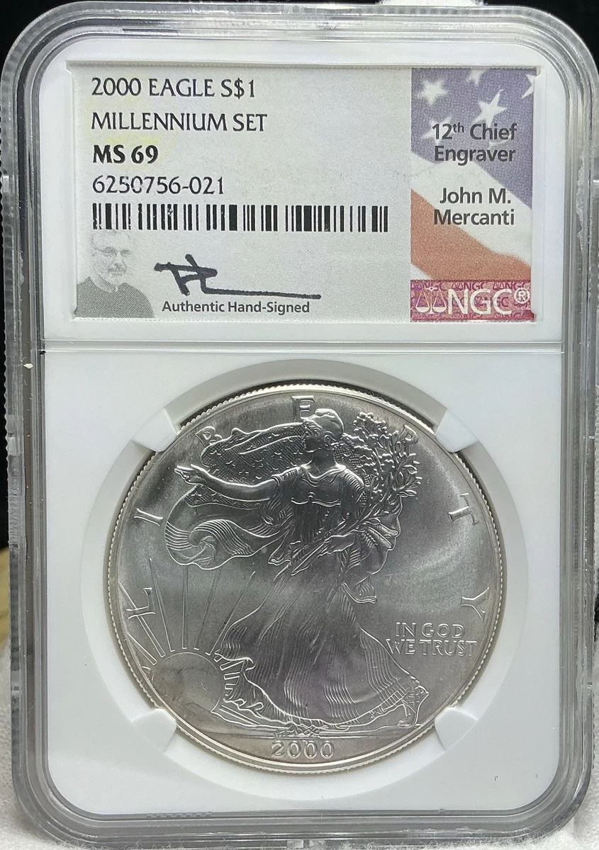 2000年 ミレニアムデザイン 銀 American Eagle MS 69 Graded 2000 Silver Bullion Coins for sale | eBay