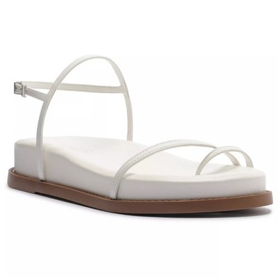 Schutz Women Azzy Sporty Flatform Slingback Sandals Size US 5B White Leather